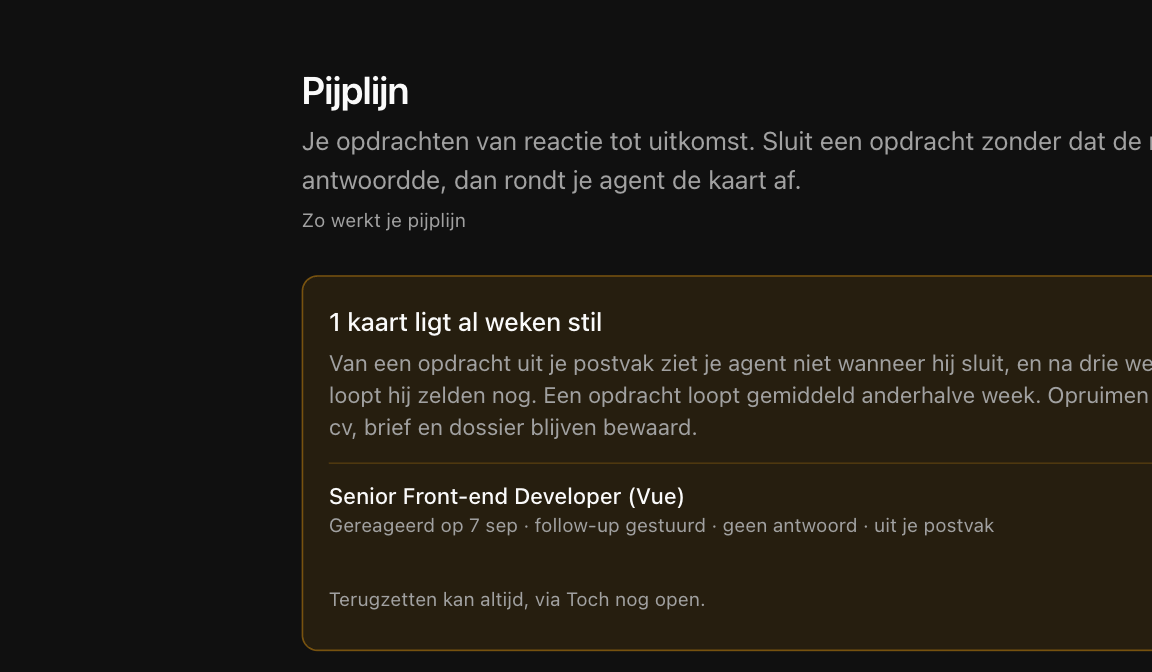 Het opruimblok bovenaan de pijplijn