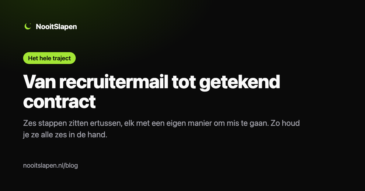 De zes stappen van eerste recruitermail tot getekend freelance contract, uitgelegd door NooitSlapen